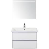 Como Badmeubelset 80 cm - Greeplijst in Kleur Wit Hoogglans - Keramische Wastafel Wit met Sence Spiegel