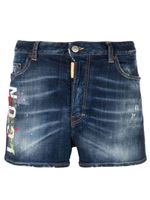 DSQUARED2 short en jean à effet taches de peinture - Bleu