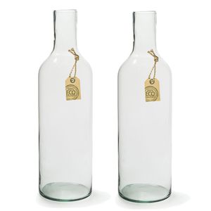 Set van 2x stuks transparante fles vaas/vazen van eco glas 15 x 53 cm