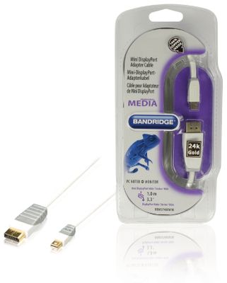 Bandridge Mini DisplayPort Kabel Mini-DisplayPort Male naar DisplayPort Male 1 m Wit | 1 stuks - BBM37400W10 BBM37400W10