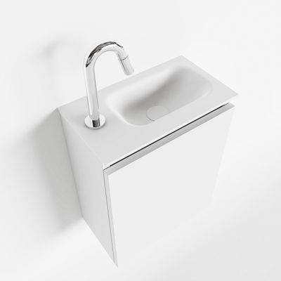 Toiletmeubel Mondiaz Ture | 40 cm | Meubelkleur Talc | Eden wastafel Talc Rechts | 1 kraangat