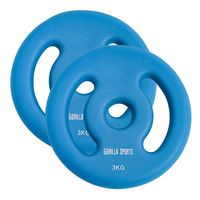 Gorilla Sports Gewichtsschijf - Halterschijven - 2 x 3 kg - Vinyl - Rubber coating - Gietijzer - 30 mm - thumbnail