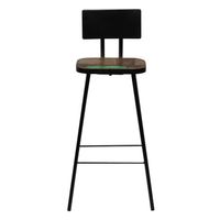 The Living Store Houten Barstoelen - Antieke stijl - Set van 4 - Gerecycled hout - Stalen frame