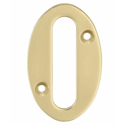 AMIG Huisnummer 0 - massief messing - 10cm - incl. bijpassende schroeven - gepolijst - goudkleur