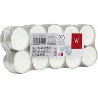 Theelichtjes/waxinelichtjes - wit - 20x - 4 branduren - geurloze kaars