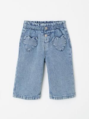 Baby jeans voor meisjes met zakken in hartvorm double stone