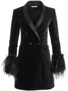 alice + olivia robe courte Latoya bordée de plumes - Noir