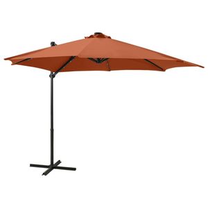 vidaXL Zweefparasol met paal en LED-verlichting 300 cm terracottakleur