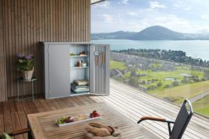 Biohort Terraskast Romeo L High kwartsgrijs metallic 132x87x181 cm- - Metaal- Biohort