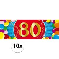 10x 80 Jaar leeftijd stickers verjaardag versiering   - - thumbnail
