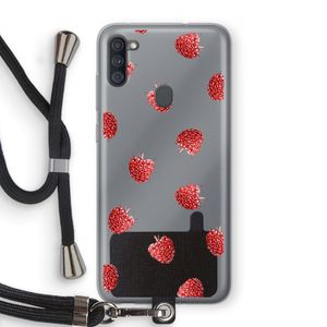 Framboosjes: Samsung Galaxy A11 Transparant Hoesje met koord