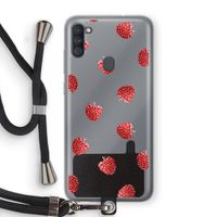 Framboosjes: Samsung Galaxy A11 Transparant Hoesje met koord