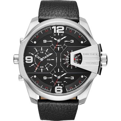 Diesel Heren Uber Chief DZ7376 zwart lederen quartz dress horloge