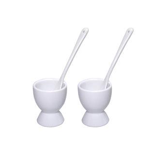 Eierdopjes m/lepel wit set van 2