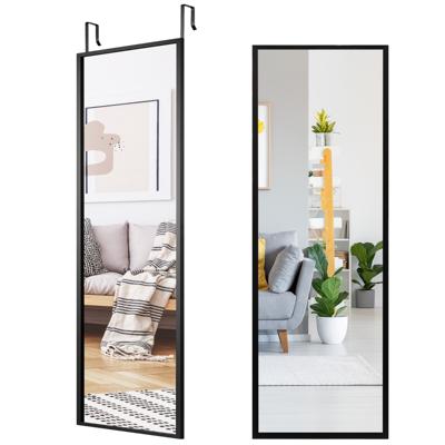 Grote Wandspiegel met in Hoogte Verstelbare Ophanghaken 36,5 x 1,5 x 107 cm Zwart