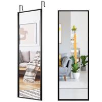 Grote Wandspiegel met in Hoogte Verstelbare Ophanghaken 36,5 x 1,5 x 107 cm Zwart
