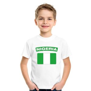 T-shirt met Nigeriaanse vlag wit kinderen