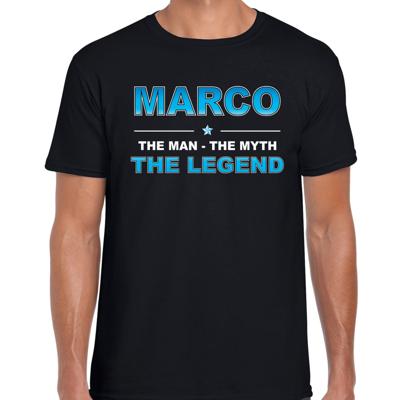 Marco Voornaam cadeau - The man, The myth the legend - zwart - voor heren - verjaardag
