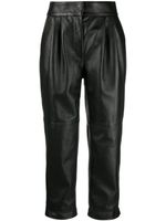 Moschino pantalon court en cuir à taille haute - Noir - thumbnail