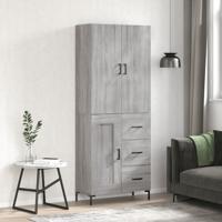 Hoge kast 69,5x34x180 cm bewerkt hout grijs sonoma eikenkleurig