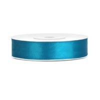 Luxe sierlint of cadeaulint - turquoise blauw - 12 mm x 25 meter - satijn - thumbnail