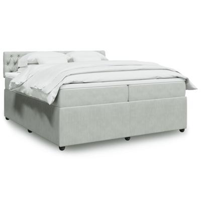 Boxspring met matras fluweel lichtgrijs 200x200 cm