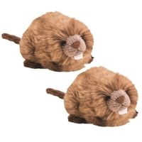 Set van 2x stuks pluche bruine bever knuffel 19 cm dieren speelgoed