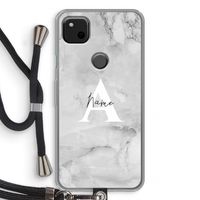 Ivory Marble: Pixel 4a Transparant Hoesje met koord