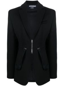 Jacquemus blazer boutonné à fermeture zippée - Noir