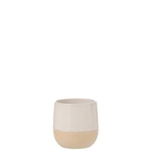 J-Line bloempot Maru - keramiek - beige|wit - small - Ø 16 cm