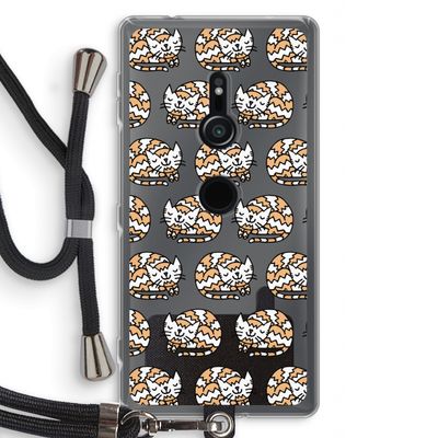 Slapende poes: Sony Xperia XZ2 Transparant Hoesje met koord
