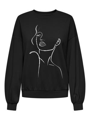 Only Onlbelinda L/s Flower O-neck Swt Sweater Black Fleur White