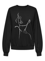 Only Onlbelinda L/s Flower O-neck Swt Sweater Black Fleur White
