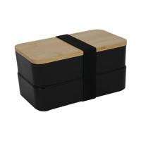 Lunchbox met bestek dubbel 18x10x9,5cm