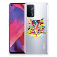 OPPO A74 5G | A54 5G Telefoonhoesje met Naam Cat Color