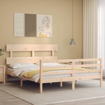 Bedframe met hoofdbord massief hout
