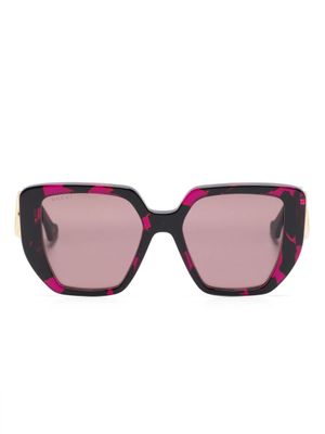 Gucci Eyewear lunettes de soleil oversize à plaque logo - Violet