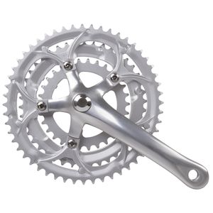 Mighty crankstel race 3 x 8 speed 30/42/52t aluminium zilver
