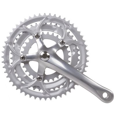 Mighty crankstel race 3 x 8 speed 30/42/52t aluminium zilver
