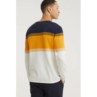 edc Men trui van biologisch katoen donkerblauw/geel/wit