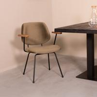 LABEL51 Eetkamerstoel Gastron - Hunter - Fluweel - Zwart Metalen Frame