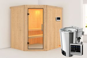 Karibu | Lilja Sauna | Helderglas Deur | Biokachel 3,6 kW Externe Bediening