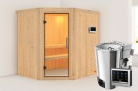 Karibu | Lilja Sauna | Helderglas Deur | Biokachel 3,6 kW Externe Bediening