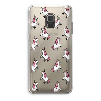 Eenhoorns overal: Samsung Galaxy A8 (2018) Transparant Hoesje