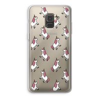 Eenhoorns overal: Samsung Galaxy A8 (2018) Transparant Hoesje