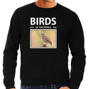 Steenuilen sweater / trui met dieren foto birds of the world zwart voor heren