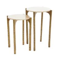 Light & Living Bijzettafel 'Kanae' Set van 2 stuks, Travertin