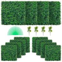 VEVOR Kunstmatig Buxus Hegpaneel, 12 Stuks, 50,8 x 50,8 cm, Kunstmatige Heggen, Kunstmatige Buxusomheining, Nep Klimop Realistisch Effect Groene Plastic Decoratie Voor Tuinen en Werven, 4 cm Dikte