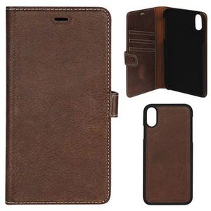 Essentials Afneembare Leren Portemonnee-hoesje voor iPhone XR - Bruin