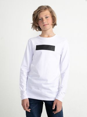 Petrol Industries Jongens Petrol Block T-Shirt Lange Mouwen Bright Wit - 128